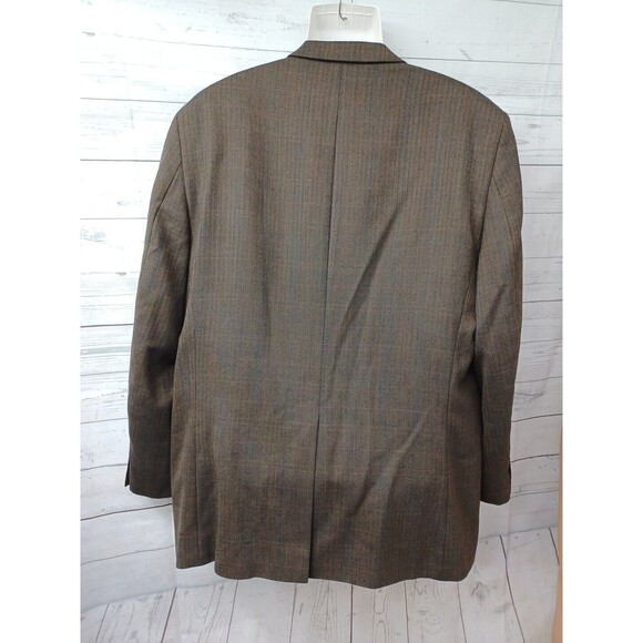 Izod Mens Brown Herrigbone Wool Blazer Sport Coat 46L 2 Buttons - Picture 5 of 10
